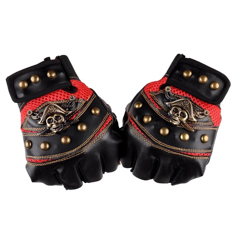 Top Trends: Skulls Rivet PU Leather Fingerless Gloves Fashion Hip Hop Men Women's Gym Gloves Tactical Mitts Female Moto Mittens Men's Gloves Shoppable Styles - Image 5