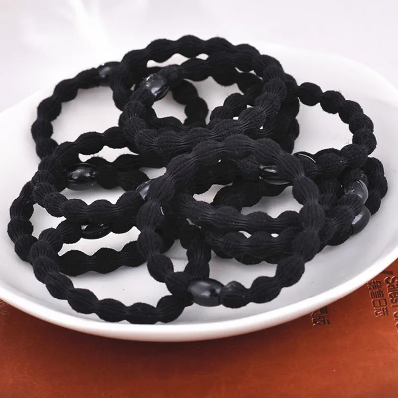 Top Trends: 20pcs / lot Women Black Rubber Band Elastic Hair Band For DIY And Daily Wear Quality Thick Hair Tie Hair Accessories Pure Black Shoppable Styles