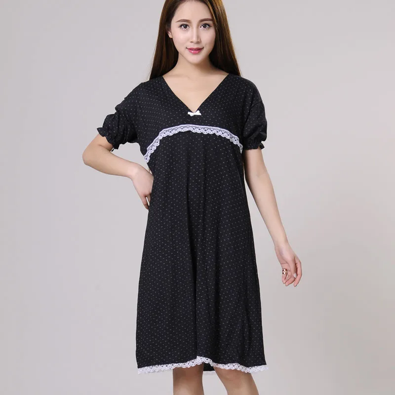 Top Trends: Women Nightgowns Female Sleepshirt Spring 2023 New Summer 100% Cotton Lady Nightdress Mum Lounge S M L XL Black Blue White Shoppable Styles