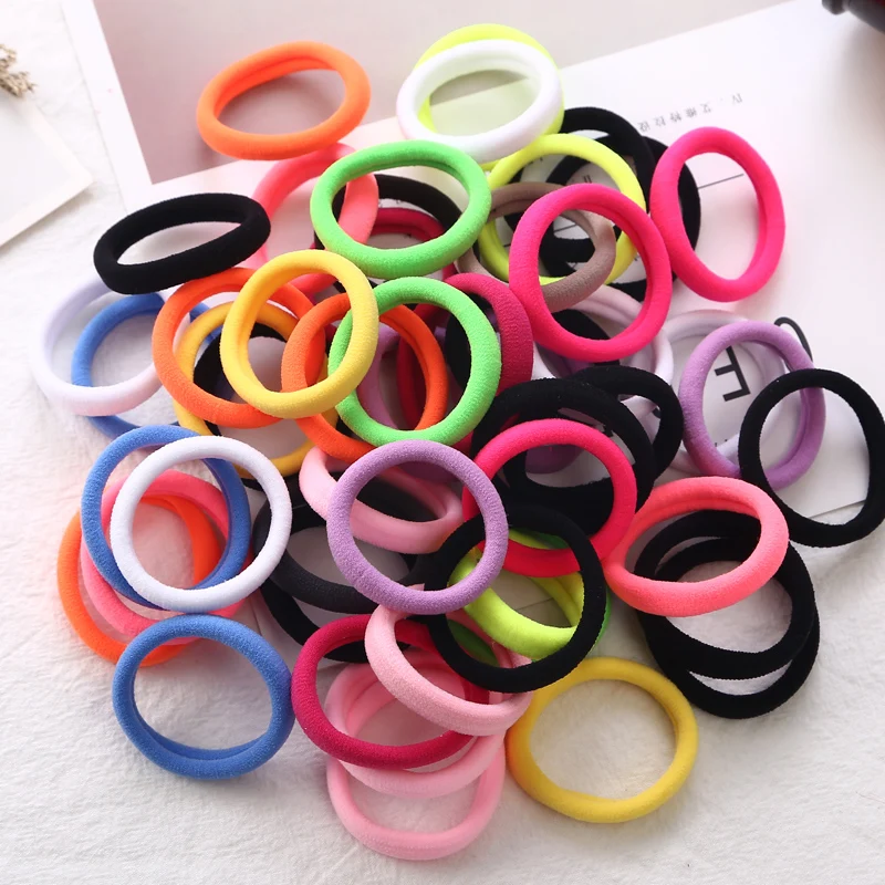 Top Trends: 50pcs / bag 40mm Pure White Hair Holders Rubber Bands Elastics Girl Women Tie Gum Headband Hair Accessories Elastic Hair Bands Shoppable Styles - Image 2