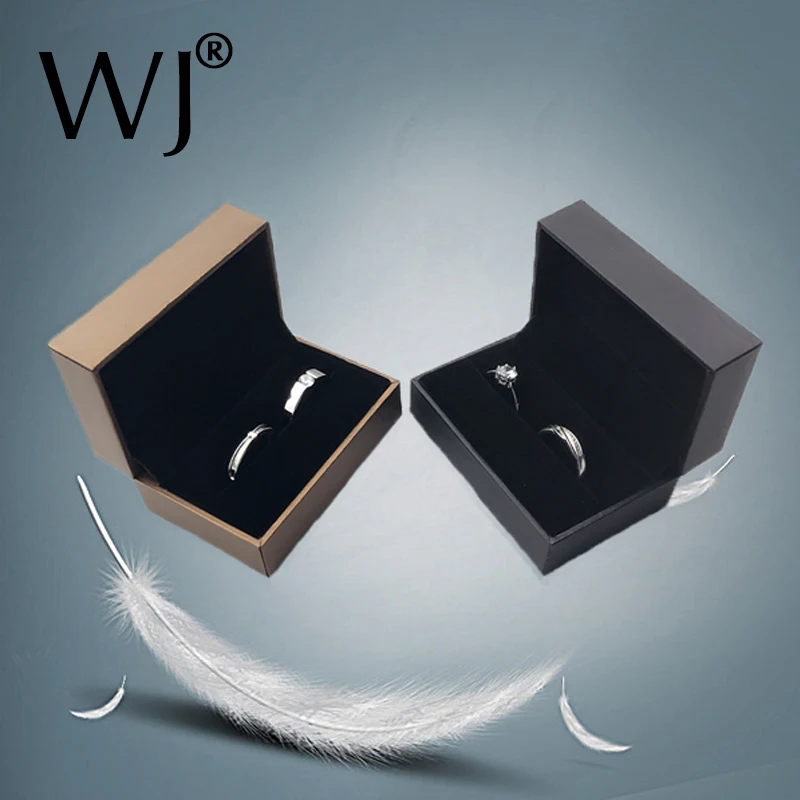 Top Trends: Quality Engagement Wedding Couple Ring Box Black Brown PU Leather Jewelry Rings Packaging Box Gift Box Earring Stud Storage Case Shoppable Styles