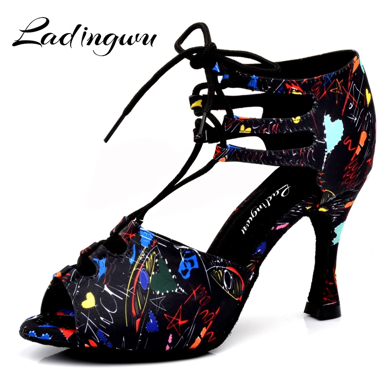 Top Trends: Ladingwu New Girl Dance Shoes Floral Satin Lace-up Shoes Latin Dance Shoes Women Samba Party Ballroom Soft Bottom Shoes Size Shoppable Styles