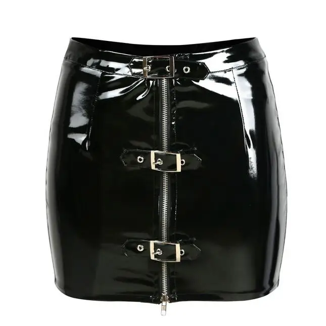 Top Trends: 1 Piece Metal Gothic Rock Davenport Package Hip Buckle Futuristic Glossy Pu Skirt Shoppable Styles