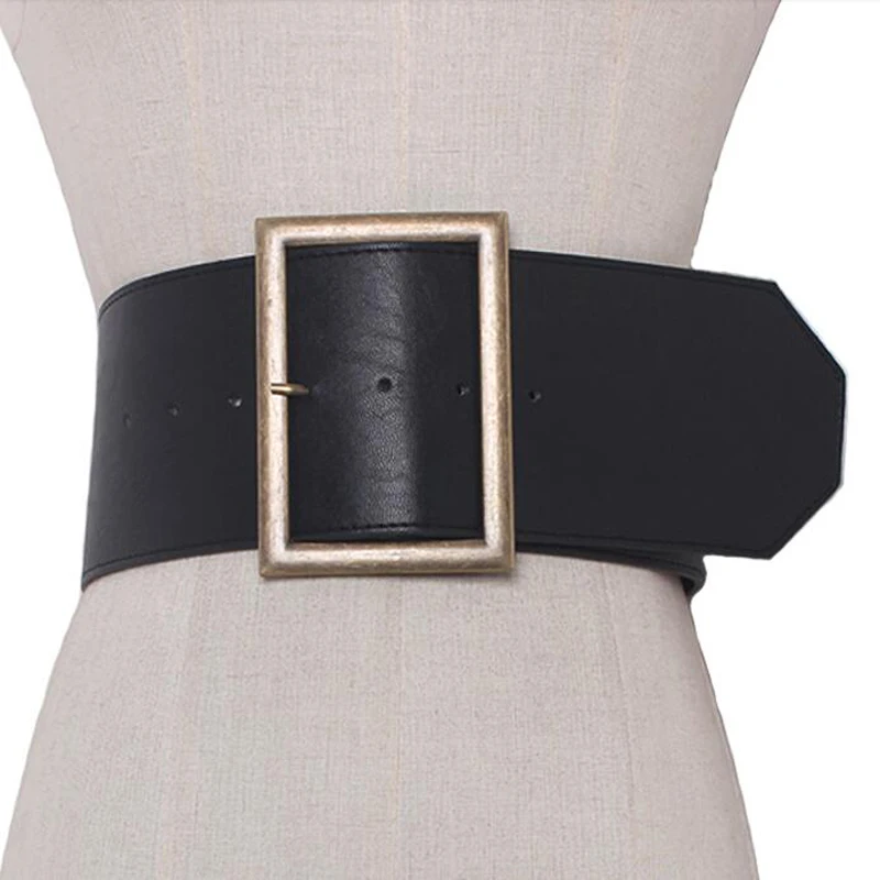 Top Trends: 2020 Fashion Metal Buckle Wide Leather Belt Punk Cool Belts Exaggerate Heavy Metal Wide Belts Hip Hop Leather Pu Belt For Women Shoppable Styles