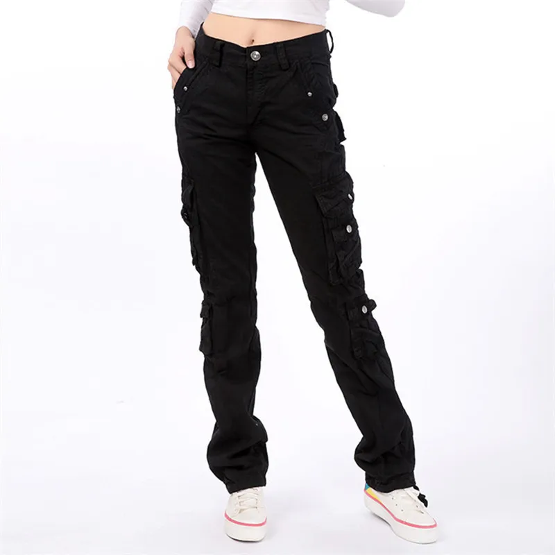 Top Trends: Loose Cotton Army Military Style Multi Pocket Trouser Cargo Pants Women Camouflage Blue Black Red Burgundy Shoppable Styles - Image 4