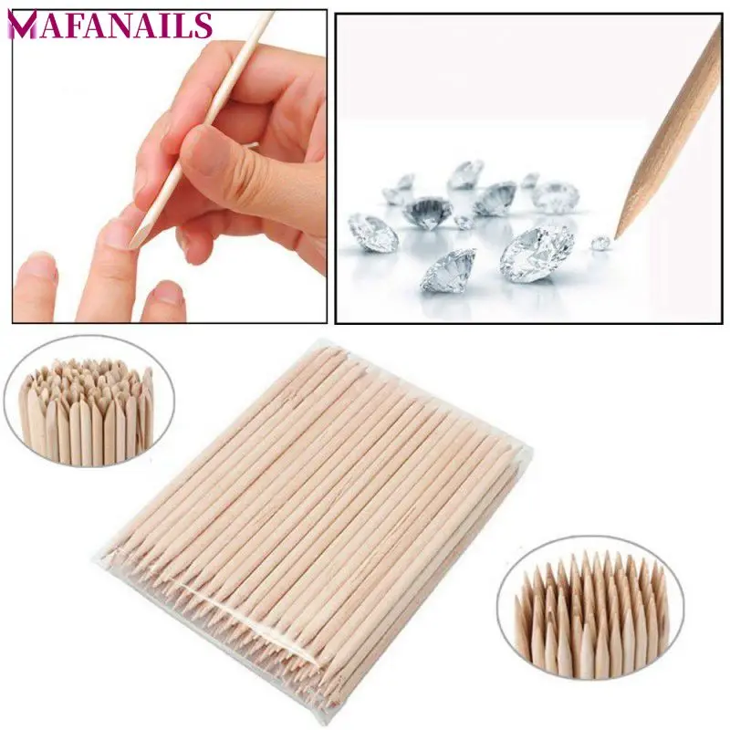 Top Trends: 1 Pack 50 / 100pcs Orange Wood 2-Way Use Nail Art Cuticle Pusher Remover Pedicure Manicure Sticks Tool TRP09 (11.5cm Long) Shoppable Styles