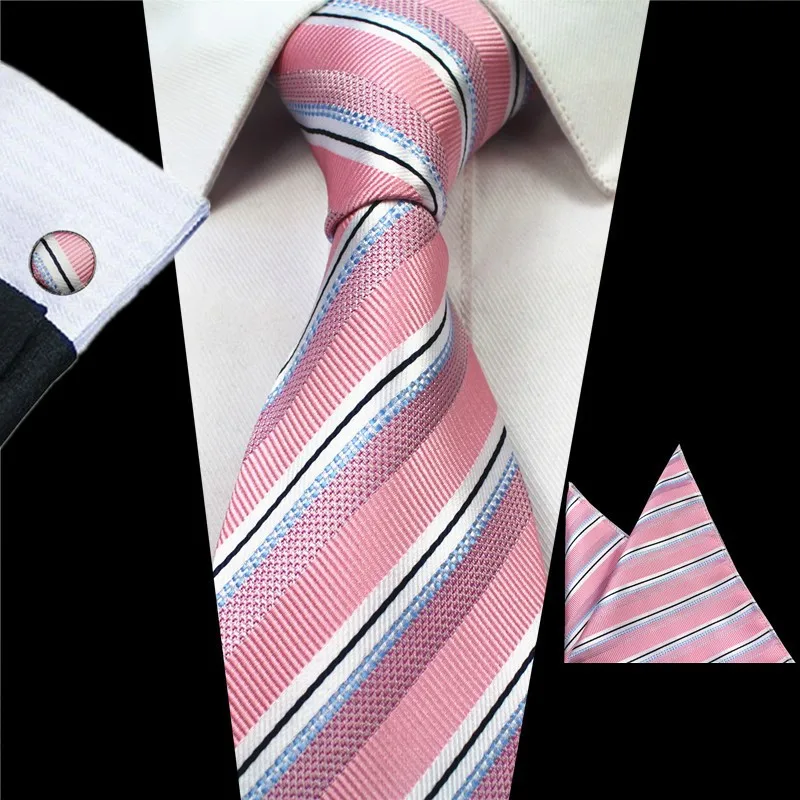 roosa triibuline siidist lips koos sobivate mansetinööpidega valgel särgil