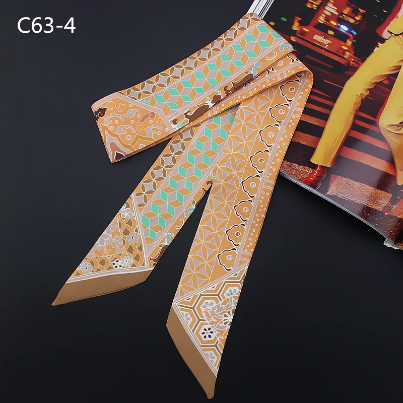 Top Trends: 2023 New Geometric Floral Print Silk Scarf Women Luxury Brand Scarf Bag Ribbons Fashion Head Scarf Small Long Skinny Scarves Shoppable Styles - Image 5