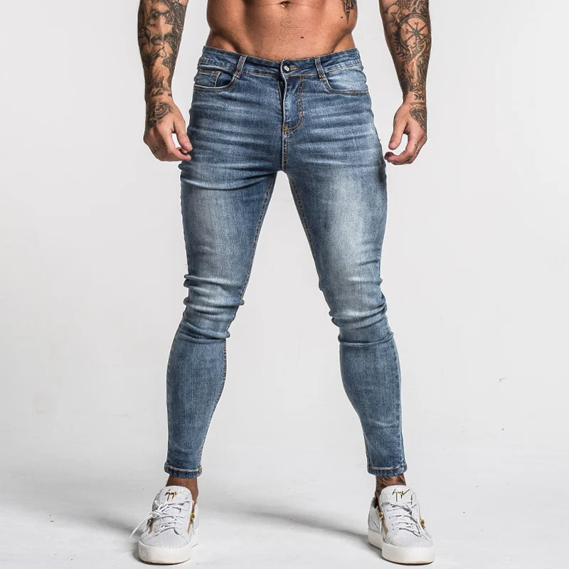 Top Trends: Gingtto Men's Skinny Jeans Faded Blue Middle Waist Classic Hip Hop Stretch Pants Cotton Comfortable Dropshipping Supply Zm46 Shoppable Styles