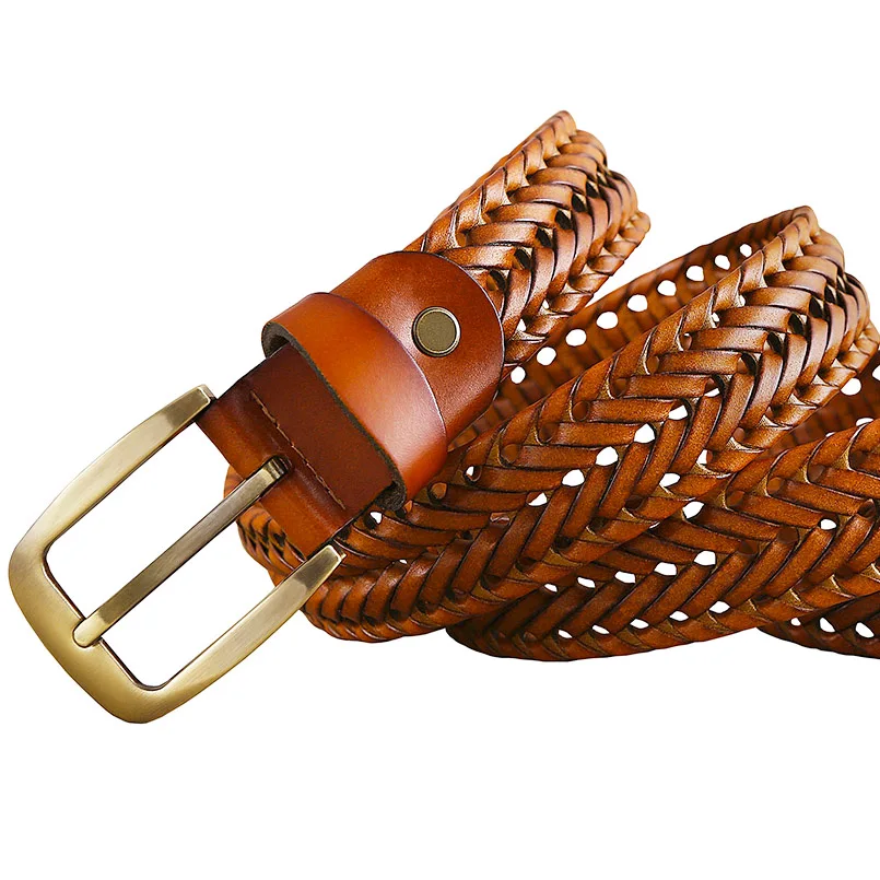 Top Trends: Luxury Genuine Leather Braided Belt Man Fashion Men Belts Quality Cow Skin With Faux Leather Waist Strap Male For Jeans W 3.3 Cm Shoppable Styles - Image 4