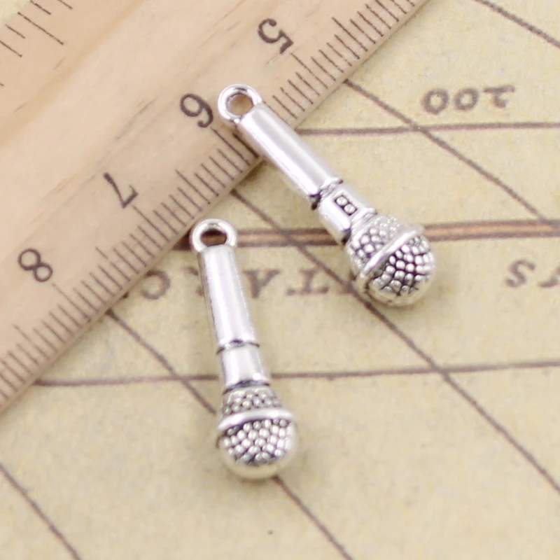 Top Trends: 10pcs Charms Microphone 25x7mm Tibetan Bronze Silver Color Pendants Antique Jewelry Making DIY Handmade Craft Shoppable Styles