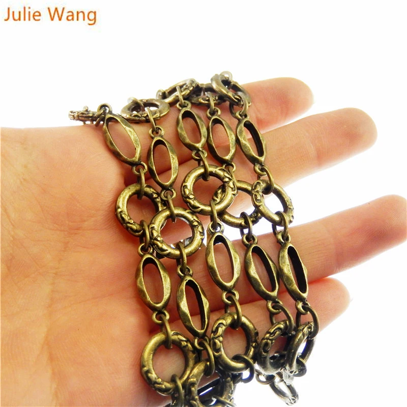 Top Trends: Julie Wang 1 Meter / pack Antique Bronze Vintage Metal Link Chain For Necklace Bracelet Women Decorate Jewelry Making Accessory Shoppable Styles