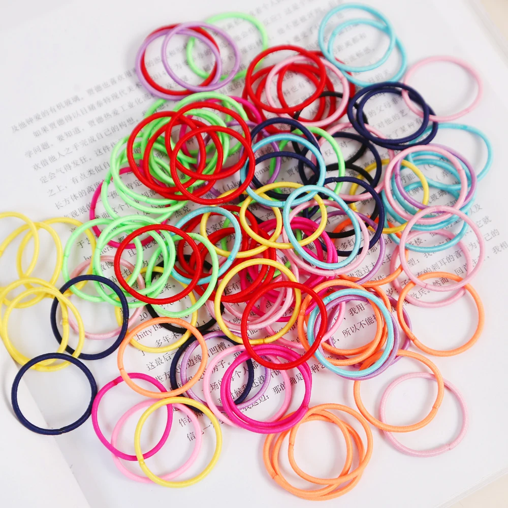 Top Trends: AIKELINA 100pcs / lot 3CM Cute Girl Ponytail Hair Holder Hair Accessories Thin Elastic Rubber Band For Kids Colorful Hair Ties Shoppable Styles - Image 6