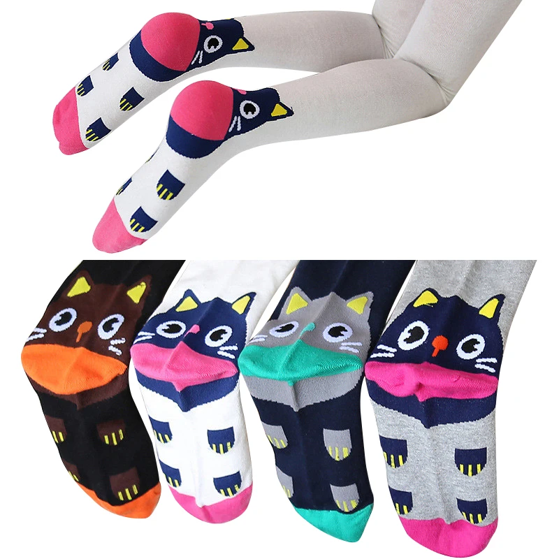 Top Trends: Spring Autumn Cotton Tights For Girls Cartoon Cat Girls Baby Tights Pantyhose Fashion Knitted Cute Kids Stocking Baby Pantyhose Shoppable Styles