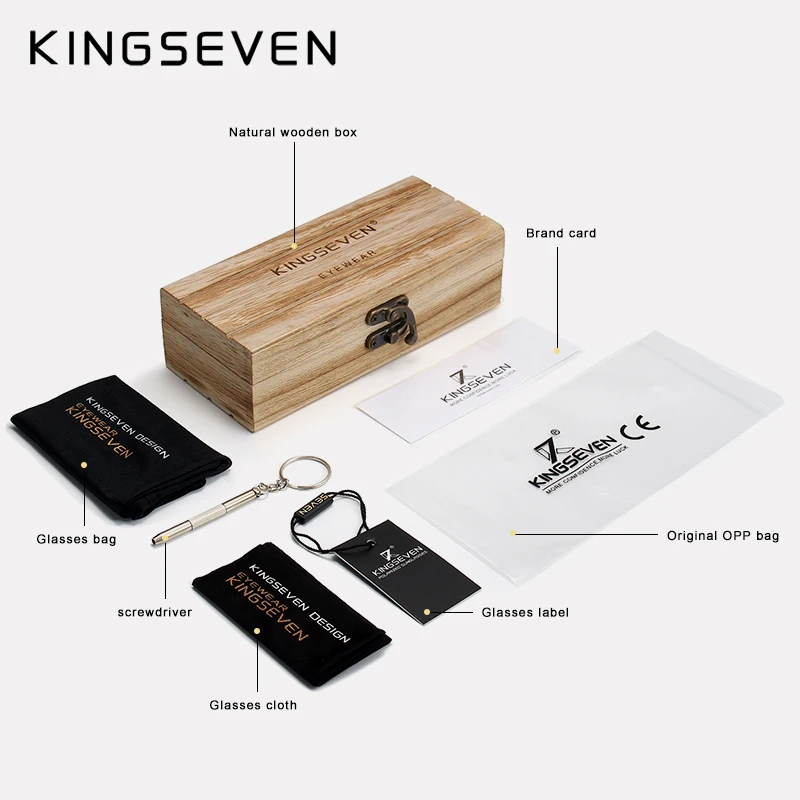 Top Trends: KINGSEVEN Polarized UV400 Vintage Sunglasses For Men Brand Wooden Flat Lens Square Frame Women Eye Protection Oculos Eyewear Shoppable Styles - Image 6