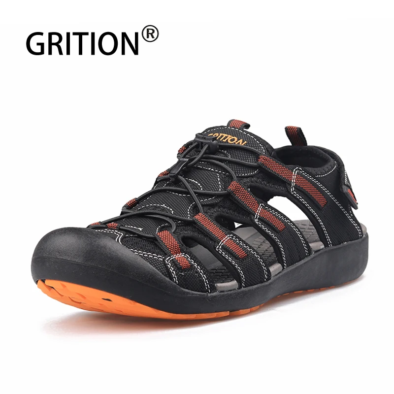 Top Trends: GRITION Men Sandals Summer Casual Beach Flat Shoes Non Slip Hiking Breathable Rubber Clogs New Fashion 2021 Slippers Closed Toe Shoppable Styles