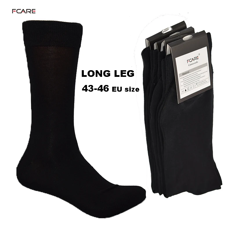 Top Trends: Fcare 10PCS=5 Pairs 43, 44, 45, 46 EU Plus Size Long Leg Business Socks Crew Socks Men Cotton Dress Business Black Socks Shoppable Styles