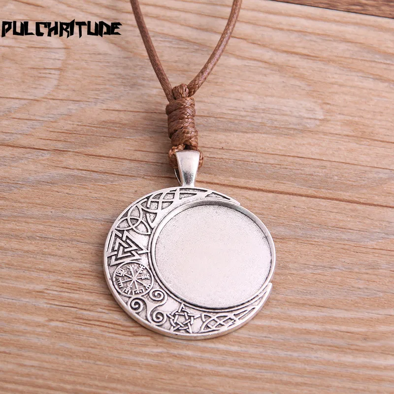 Top Trends: 2pcs Zinc Alloy Antique Silver 25mm Round Cabochon Settings Blank Cameo Pendant Base Tray With Leather Cord For Jewelry Making Shoppable Styles - Image 3