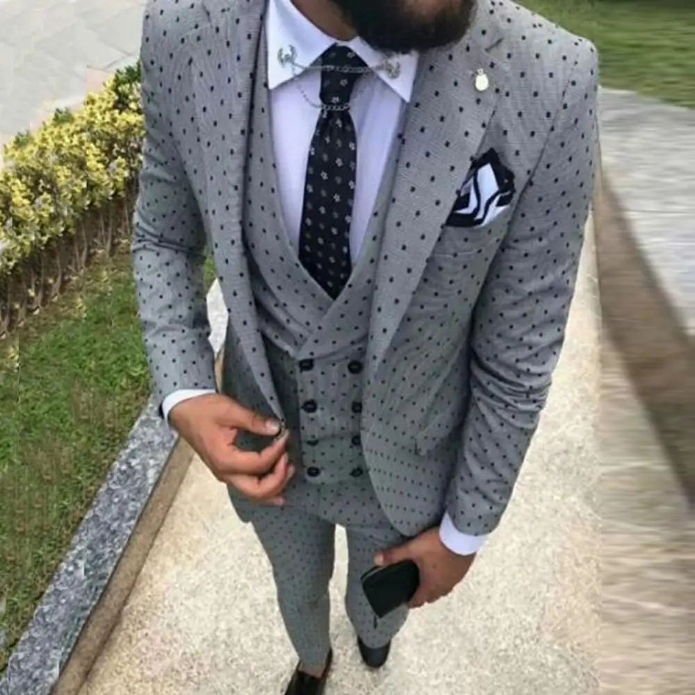 Top Trends: Mens Suits Wave Point Three Pieces Men Dress Suits Casual Commuter Office Business Suits For Wedding(Blazer+ Vest+ Pants) Shoppable Styles