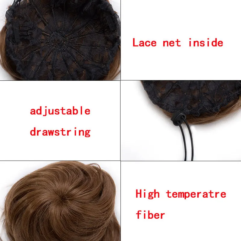 Top Trends: Synthetic Adjustable Hair Scrunchie Straight Chignons Hair Natural Fake Hair Bun Straight Drawstring Hair Ponytails Extensions Shoppable Styles - Image 5