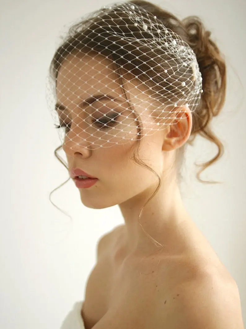 Top Trends: Bridal Birdcage Veil And Bride Beaded Birdcage Veil, Blusher Veil, Short Veil Silver Wedding Veil Velos De Novia Shoppable Styles