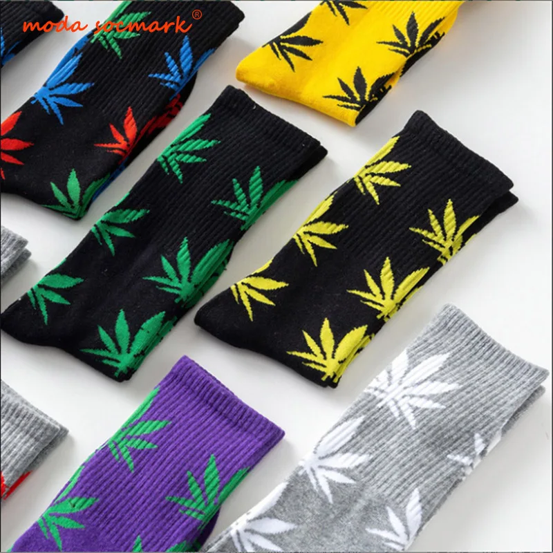 Top Trends: Moda Socmark Funny Socks Men Comfortable High Quality Cotton Happy Hemp Leaf Maple Casual Long Weed Crew Sock Dress Harajuku Shoppable Styles