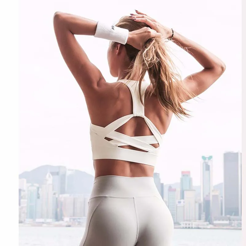 Top Trends: Women White Strap Push Up Sports Bra For Women Gym Running Yoga Top Bra Athletic Vest Hollow Out Sportswear Underwear Shoppable Styles