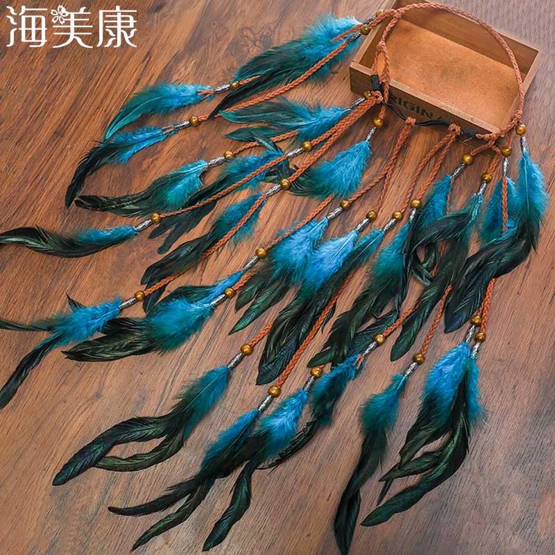 Top Trends: Haimeikang 2021 Feather Hair Band Bohemian Blue Elastic Gypsy Festival Headband Women&#039;s Fashion Hair Accessories Shoppable Styles