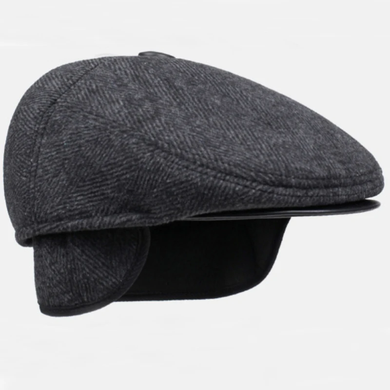 Top Trends: HT1852 Men Cap Hat Classic Autumn Winter Hat Vintage Flat Beret Cap Warm Ivy Newsboy Cap Casual Earflap Dad Hat Berets For Men Shoppable Styles