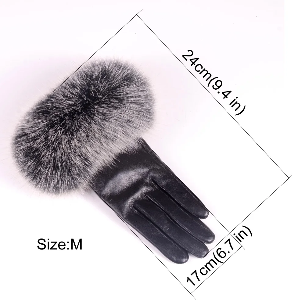 Top Trends: Women's Ladies Girls Winter Warm 100% Real Fox Fur With Real Leather Lambskin Fashion Elegant Cute Gloves Shoppable Styles - Image 4