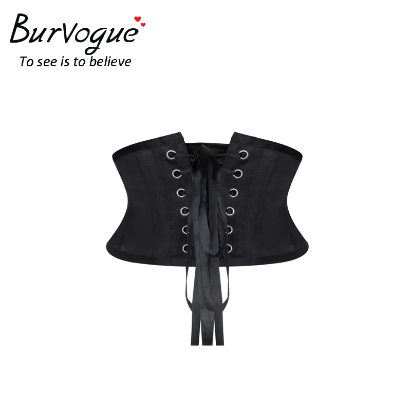 Top Trends: Burvogue Waist Trainer Corsets Slimming Shaper Belt Short Torso Satin Underbust Corset Sexy Lace Up Bustiers & Corsets Women Shoppable Styles - Image 3