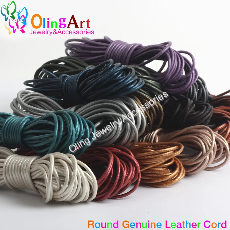 Top Trends: OlingArt Leather Cords 2mm 5M Craft Round Pearl Genuine Rope / Wire / String DIY Bracelet Choker Necklace Jewelry Making Shoppable Styles