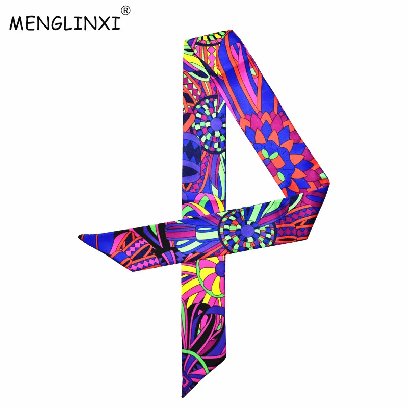 Top Trends: 2023 New Women Silk Ribbons Headwear Brand Small Tie Print Silk Scarf For Womens Handle Gradient Color Bag Ribbon Scarves Shoppable Styles