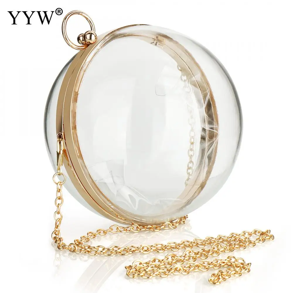 Top Trends: YYW Acrylic Round Ball Shoulder Bag For Women 2022 New Arrive Crossbody Bags With Chain Transparent Evening Clutch PVC Handbags Shoppable Styles