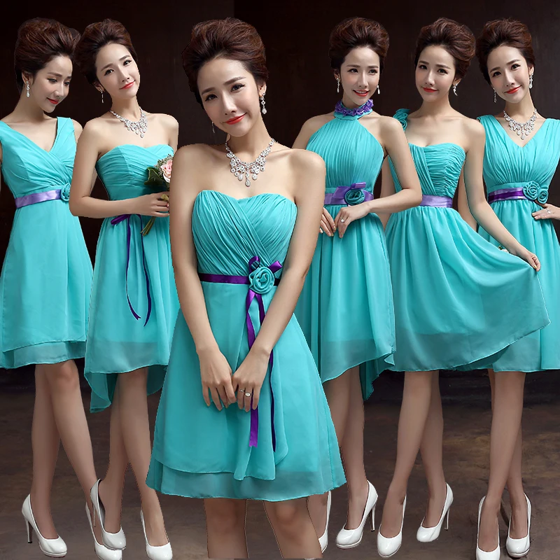 Top Trends: Short Bridesmaid Dresses Chiffon Turquoise Blue Dress For Weddings Sweetheart Bridesmaid Dress Cheap 2018 Hot Bridesmaid Dresses Shoppable Styles