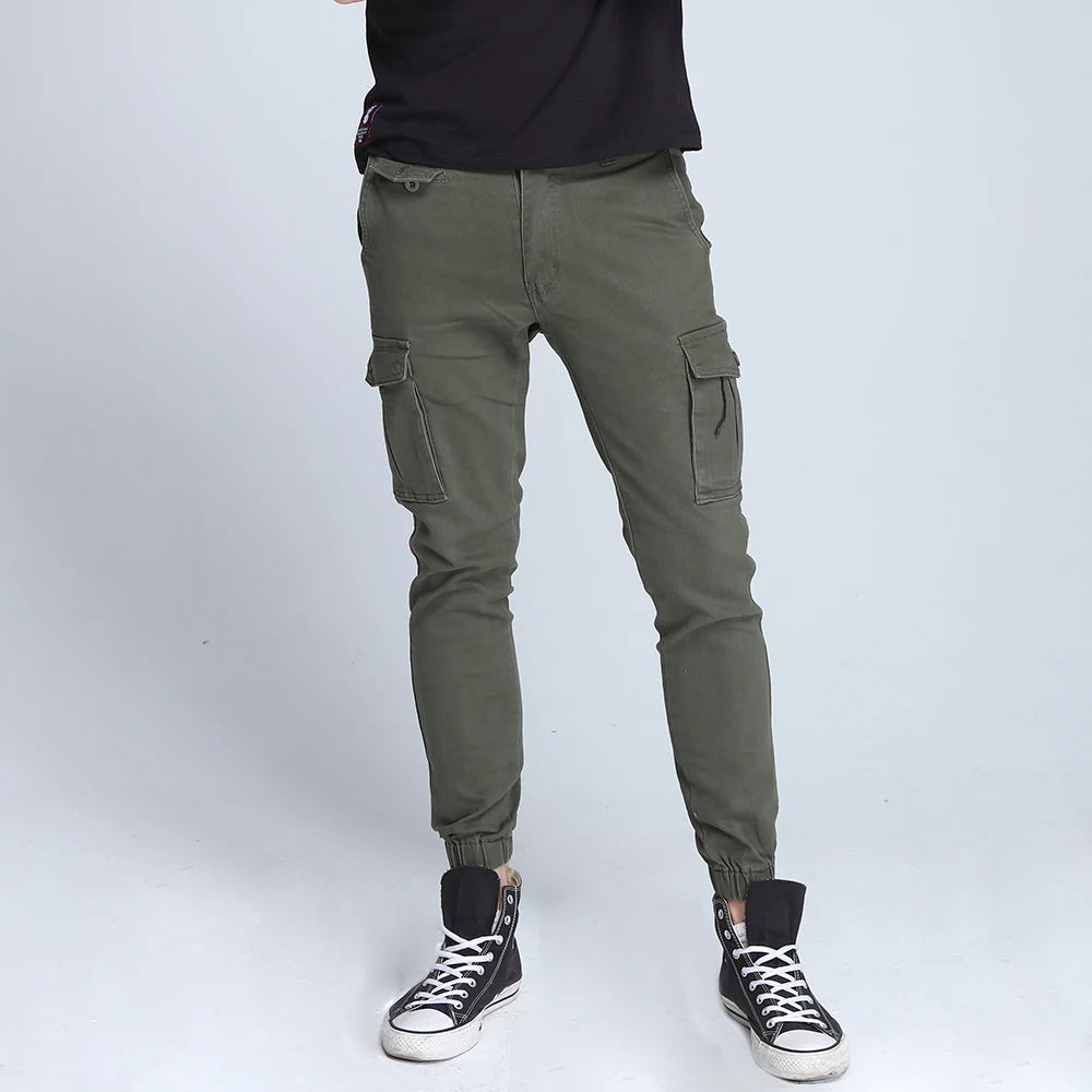 Top Trends: New Men's Pants Elastic Foot Close Skinny Pants Tactical Military Men's Cargo Pants Multi-pocket Overalls (No Belt) Shoppable Styles - Image 3