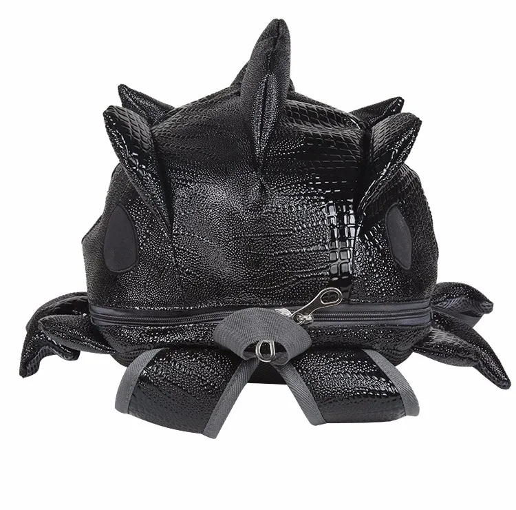 must 3D draakoni kujuline nahkne seljakott