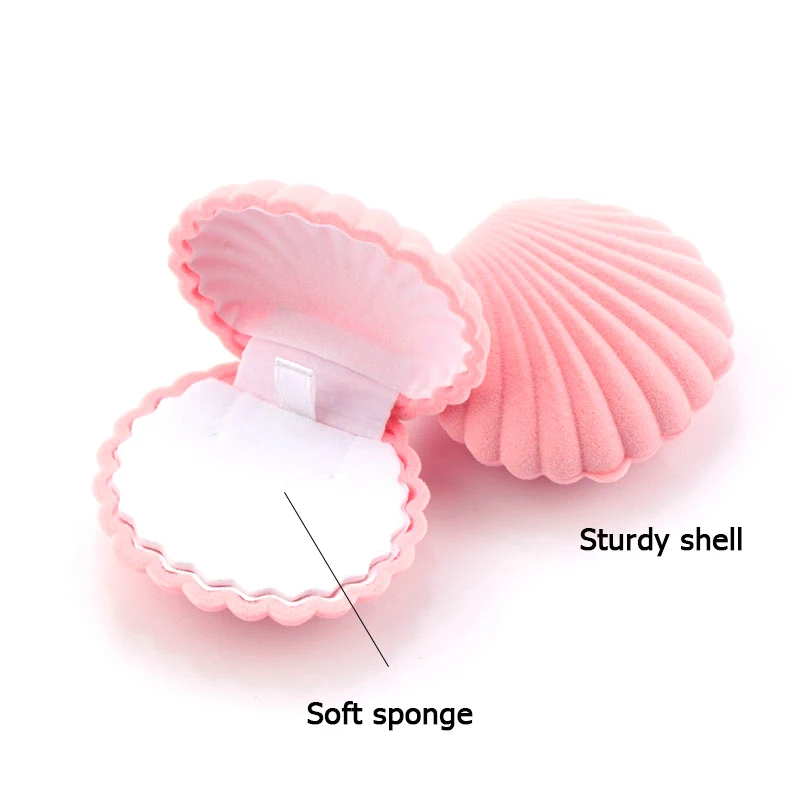 Top Trends: 1 Piece Lovely Shell Shape Velvet Jewelry Box Wedding Engagement Ring Box For Earrings Necklace Bracelet Display Gift Box Holder Shoppable Styles - Image 2