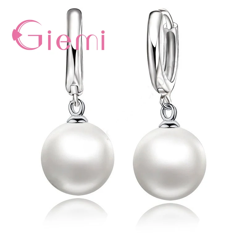 Top Trends: New Fashion Good Selling 925 Sterling Silver Pearl Earrings Accessories White Pearl Hoop For Women / Girls Wedding Jewelry Shoppable Styles