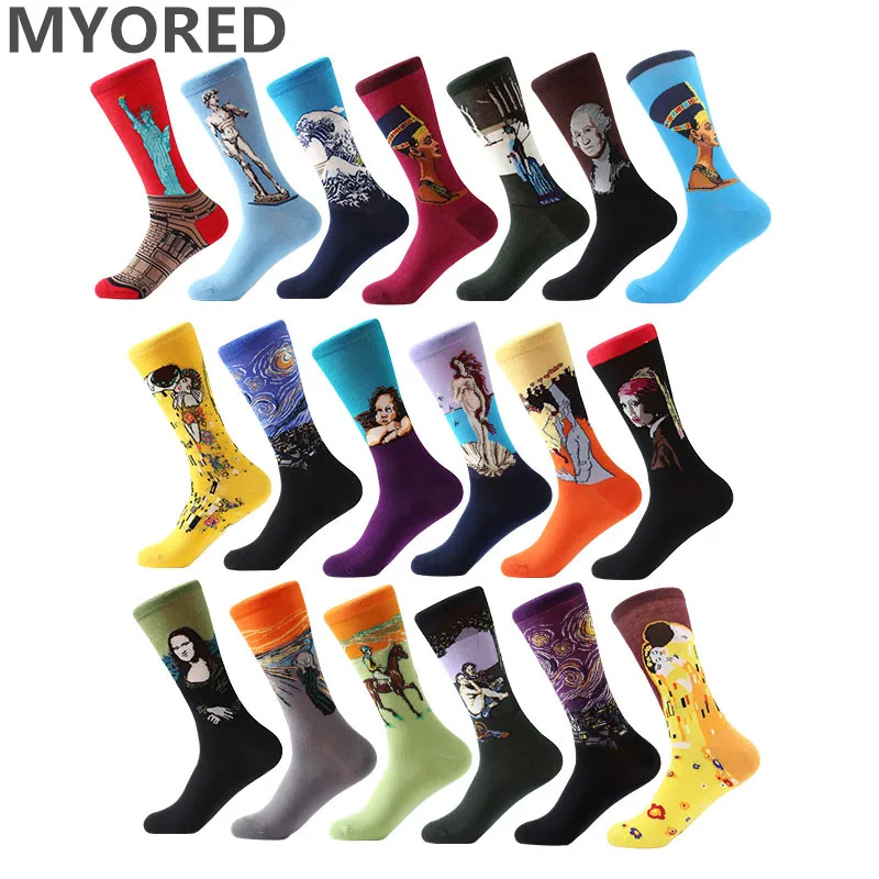 Top Trends: MYORED 1 Pair Dropshipping Men Women Socks Cotton Starry Night Art World Famous Oil Painting Socks Unisex Funny Novelty Socks Shoppable Styles