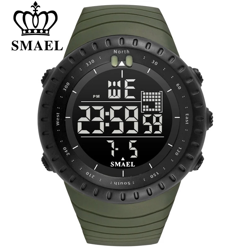 Top Trends: SMAEL Men Outdoor Sports Electronic Chronograph 2023 New Men's Watch Big Dial Digital 50M Waterproof Digital LED WristWatches Shoppable Styles