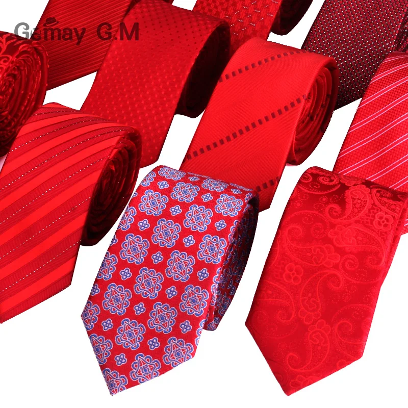 Top Trends: High Quality Ties For Men Fashion Jacquard Woven Classic Mans Necktie For Wedding 6cm Width Slim Groom Neck Tie Red Striped Tie Shoppable Styles