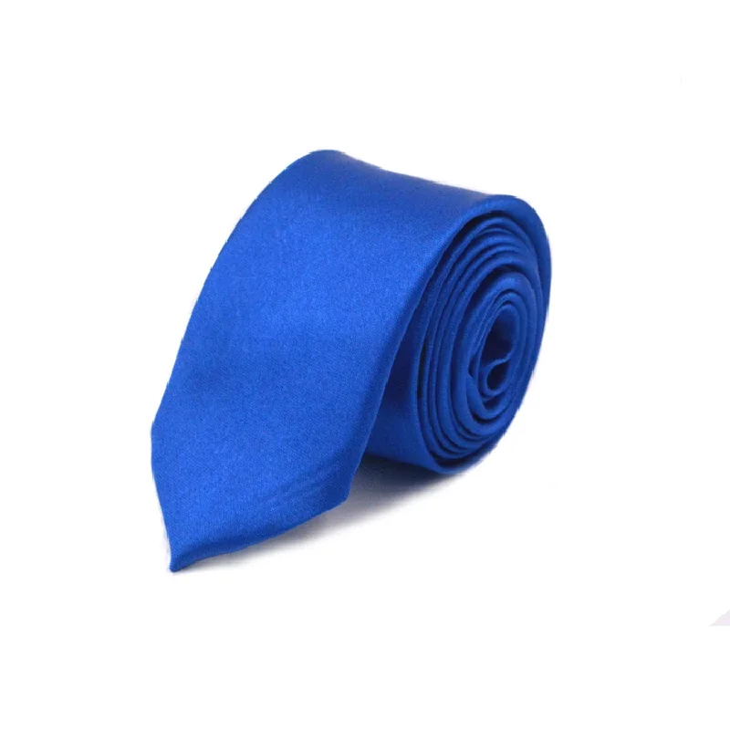 Top Trends: HOOYI 2019 Men Slim Tie Solid Color Royal Blue Necktie Polyester Cheap Narrow Cravat 5cm Width 36 Colors Shoppable Styles