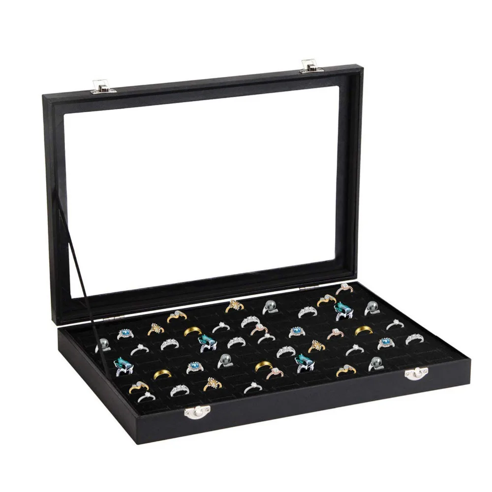 Top Trends: Ring Case 100 Slots Ring Box Organizer Holder Jewelry Display Storage Collector Earring Showcase Ring Tray Gift Portable Box Shoppable Styles