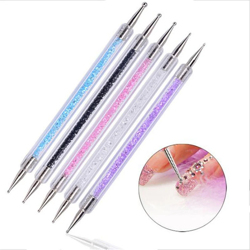 Top Trends: Dual-ended Nail Dotting Pen Crystal Beads Handle Rhinestone Studs Picker Wax Pencil Manicure Nail Art Tool Shoppable Styles