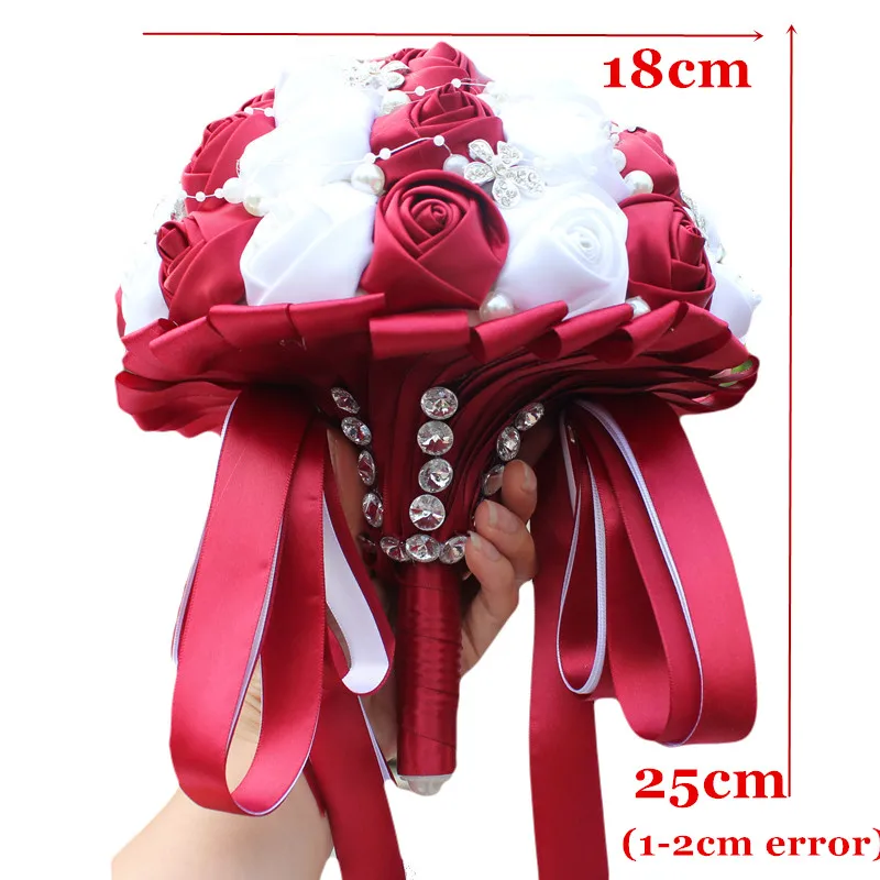 Top Trends: WifeLai-A Ramos De Novia Burgundy Red White Crystal Bridal Bouquet Custom Artificial Flower Bridesmaid Wedding Bouquet W224A-2 Shoppable Styles - Image 3