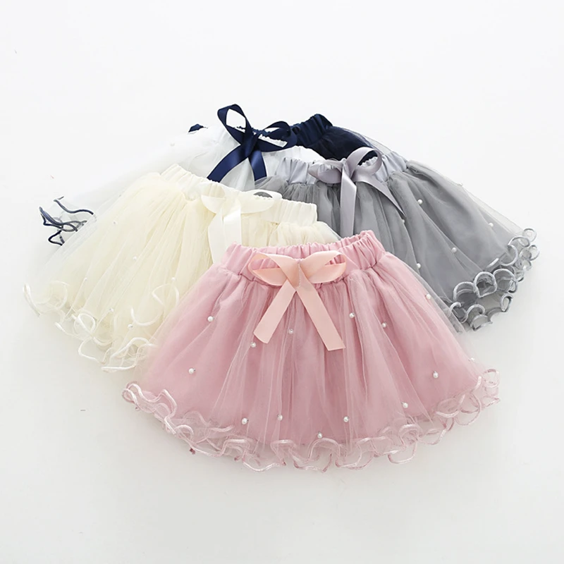 Top Trends: 2021 Baby Girls Tutu Skirts Pearl Short Cake Toddler Girl Skirt Kids Bow Princess Wavy Pink Puffy Tulle Skirts Ballet Children Shoppable Styles