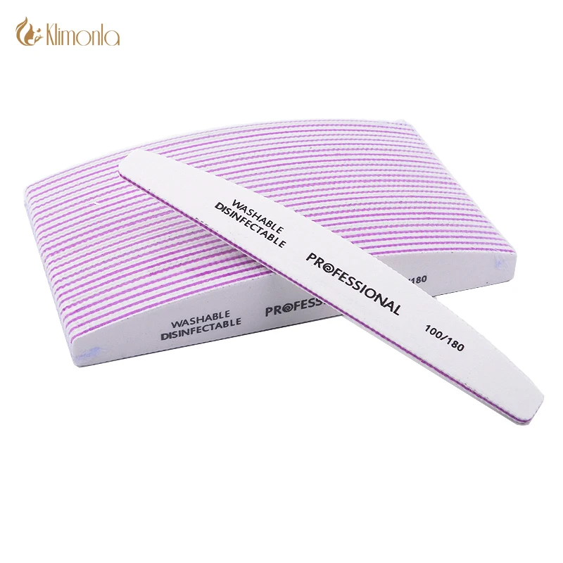 Top Trends: 10pcs / lot Professional Nail File 100 / 180 Half Moon Sandpaper Nail Sanding Blocks Grinding Polishing Manicure Care Tools Shoppable Styles