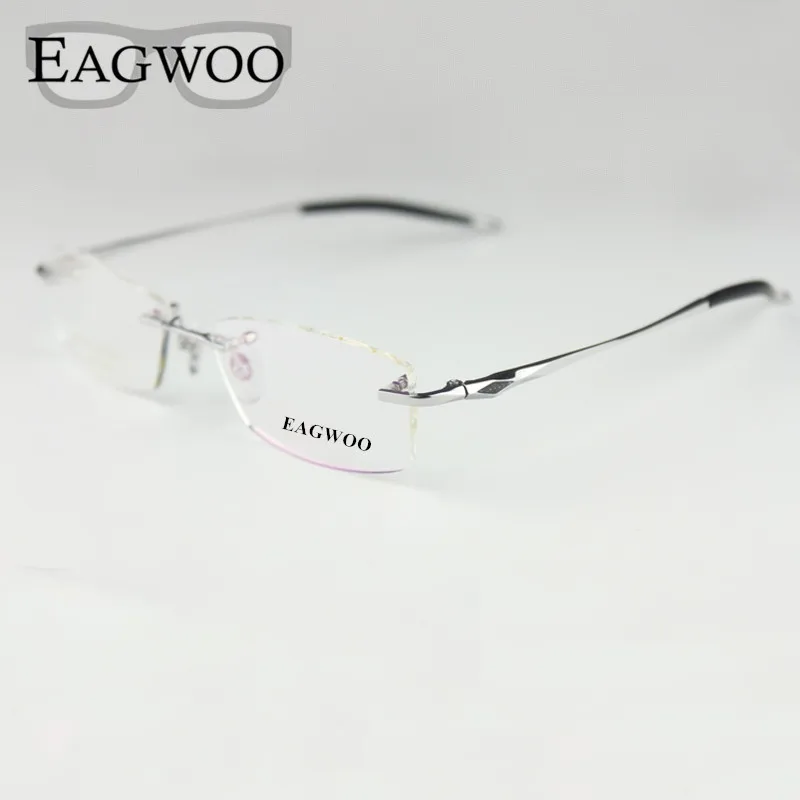 Top Trends: Eagwoo Pure Titanium Eyeglasses Rimless Optical Frame Prescription Spectacle Frameless Glasses For Men Eye Glasses Silicon Foot Shoppable Styles