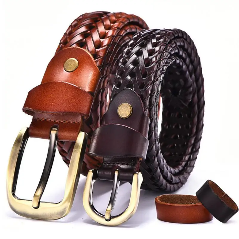 Top Trends: Women Braided Belt For Men&#039;s Woven Belt Luxury Genuine Leather Cow Straps Hand Knitted Designer Men For Jeans Girdle Male Belts Shoppable Styles